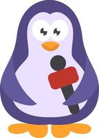 periodista pingüino, ilustración de icono, vector sobre fondo blanco