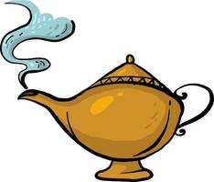 Magic genie lamp, illustration, vector on white background