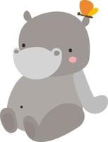 Hippo in love, illustration, vector on white background.