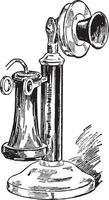 Candlestick Telephone, vintage illustration. vector