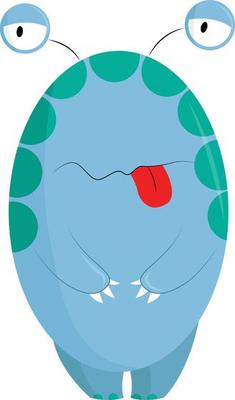 A tired blue monster, vector or color illustration.