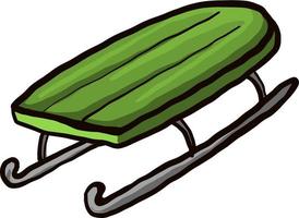 Green sled , illustration, vector on white background