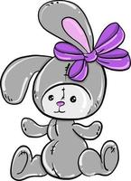 Bunny with a bow, illustration, vector on white background