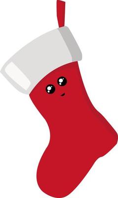 Red sock, illustration, vector on white background.