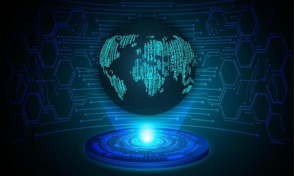 proyector holográfico de globo moderno sobre fondo de tecnología vector