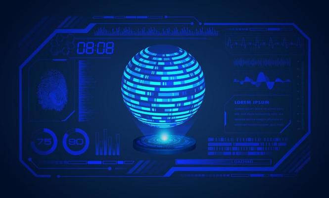 Modern HUD Technology Blue Screen with Globe Background