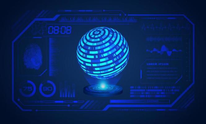 Modern HUD Technology Blue Screen with Globe Background