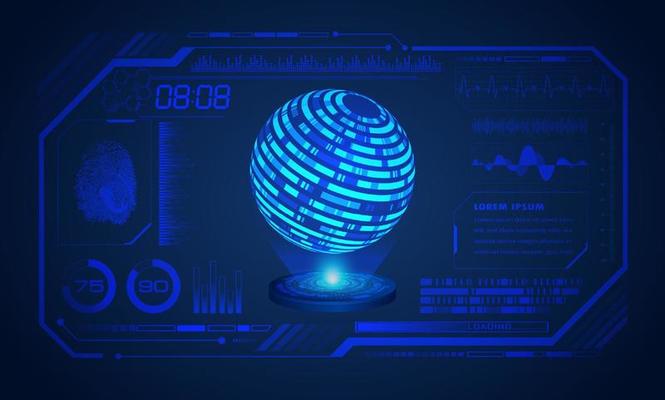 Modern HUD Technology Blue Screen with Globe Background