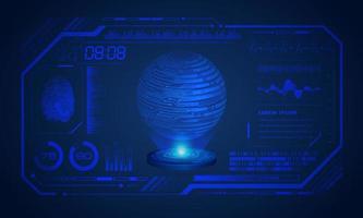pantalla azul de tecnología hud moderna con fondo de globo vector