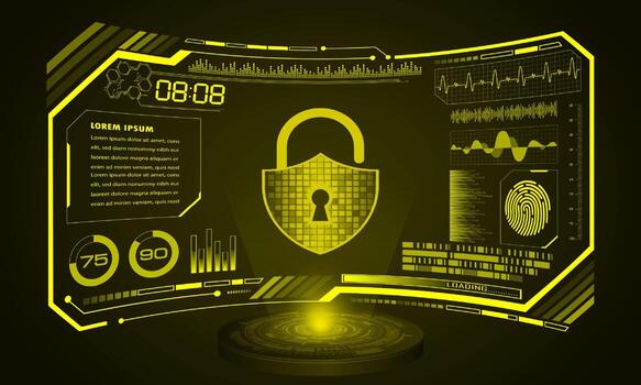 Modern HUD Technology Screen Background with padlock vector