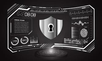 Modern HUD Technology Screen Background with padlock vector