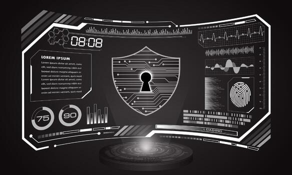 Modern HUD Technology Screen Background with padlock vector