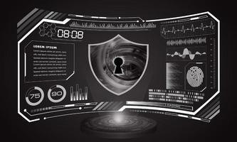 Modern HUD Technology Screen Background with padlock vector