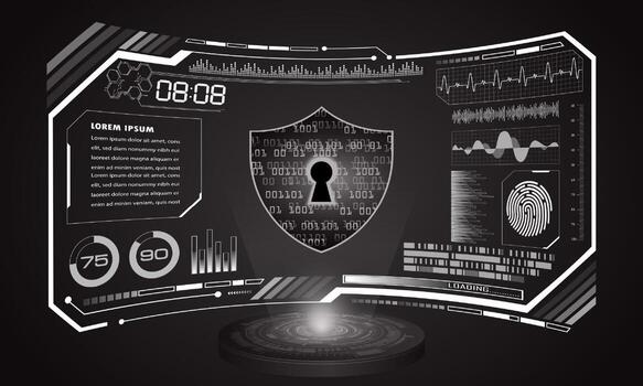 Modern HUD Technology Screen Background with padlock vector