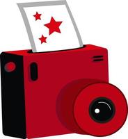 Red camera with picture, illustration, vector on white background.