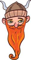 Viking with long beard, illustration, vector on white background