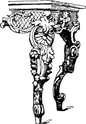 French Table, vintage illustration.