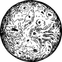 Planet in space sketch. Outer space abstract background with nebula galaxy and big planet. Planets and space hand drawn vector illustration