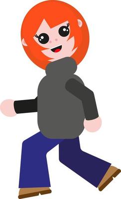 Girl doll running, illustration, vector on a white background.