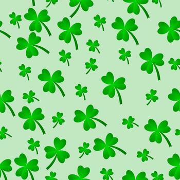 Green clover leaves seamless pattern. Minimal vector background. Clover sign symbol pattern. Vector illustration