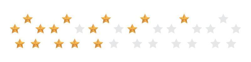 Star icon. Star in circle. 5 stars rating. Set of five yellow stars. Realistic gold star set vector icon. Feedback concept. Vector illustration