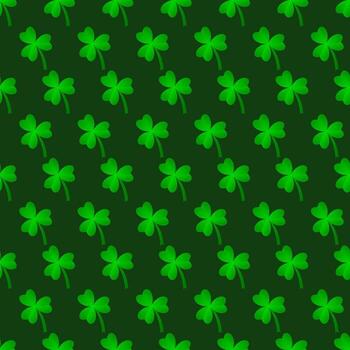 Green clover leaves seamless pattern. Minimal vector background. Clover sign symbol pattern. Vector illustration
