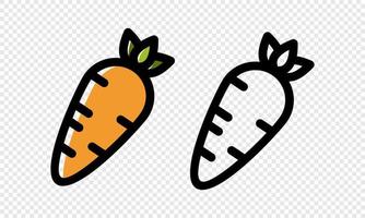 Set of fresh carrot in colorful and monochrome line art style. Natural vegetable with design elements isolated background. Cute vegetarian healthy food. Vector illustration