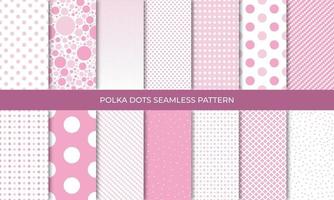 Set of seamless pink polka dot backgrounds. Seamless background in circle. Soft pink polka dot seamless pattern set. Baby background. Vector illustration