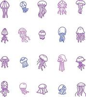 Jellyfish icon pack, illustration, vector on a white background.