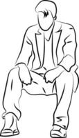 Man sitting, illustration, vector on white background.
