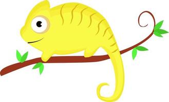 Chameleon on tree, illustration, vector on white background.