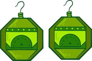 Green earrings, illustration, vector on white background.