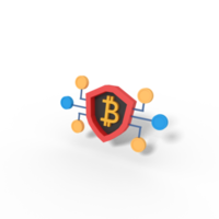 illustration 3d de la sécurité de la blockchain bitcoin png