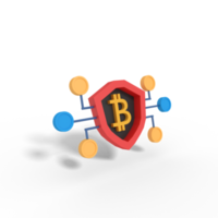 Ilustración 3d de la seguridad de la cadena de bloques de bitcoin png