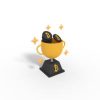 3d illustration of bitcoin trading trophy png