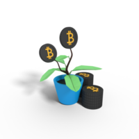 Ilustración 3d de invertir bitcoin png