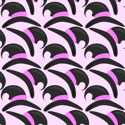 Halloween hat, seamless pattern on violet background.