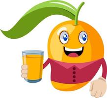 Mango con jugo de naranja, ilustración, vector sobre fondo blanco.