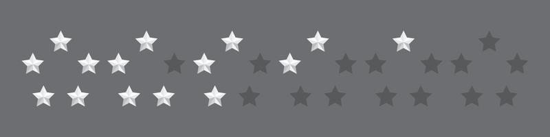 Star icon. Star in circle. 5 stars rating. Set of five white stars. Realistic star set vector icon. Feedback concept. Vector illustration