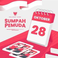 Selamat hari Sumpah pemuda means Happy Indonesian Youth Pledge. vector