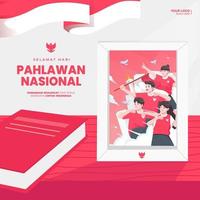 Selamat hari Pahlawan Nasional means Happy Indonesian National Heroes Day vector