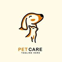 pet logo cat and dog head design. pet shop logo design stock illustrations. dog cat logo. animal pet care logo. pet store. vector