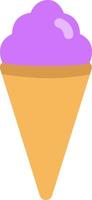 Purple ice cream on a cone, icon illustration, vector on white background