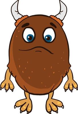 Sad brown monster, illustration, vector on a white background.