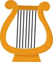 Harp instrument, illustration, vector on white background.