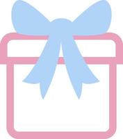 Baby pink present with blue bow, illustration, vector on a white background