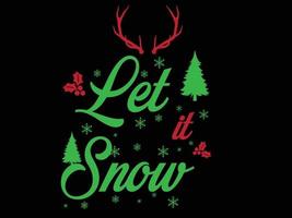 Let it Snow 01 Merry Christmas and Happy Holidays Typography set vector