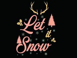 Let it Snow 05 Merry Christmas and Happy Holidays Typography set vector
