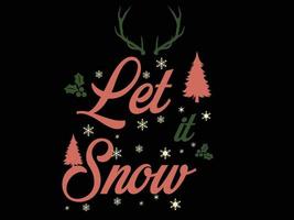 Let it Snow 02 Merry Christmas and Happy Holidays Typography set vector