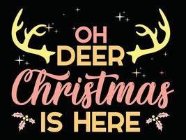 Oh Deer Christmas is Here 05 Merry Christmas and Happy Holidays Typography set vector